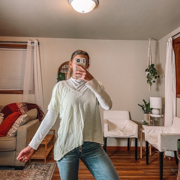 Free People Tops - We the free pastel green v-neck T-shirt Free People